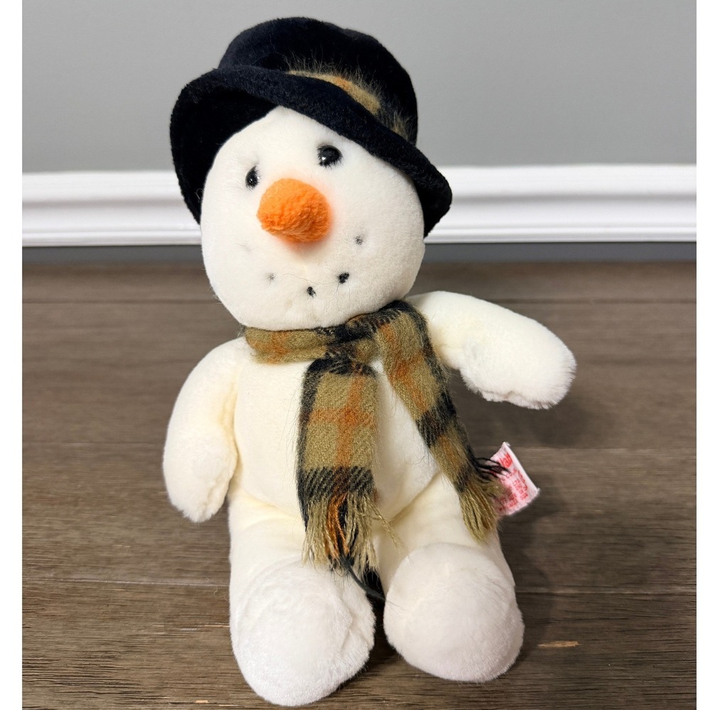 Russ Berrie Snowflake Snowman Plush‎ Stuffed Animal Hat Scarf Holiday Decor